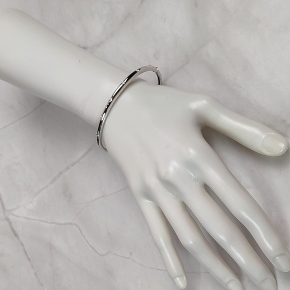 Sterling Silver Hinged Bangle Bracelet w/Cubic Zirconia Accents - Picture 2 of 8